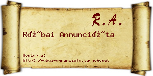 Rábai Annunciáta névjegykártya
